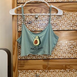 Avocado Graphic Crop Top in Light Green